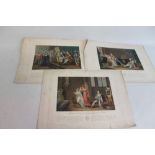 THREE FRENCH HAND COLOURED ENGRAVINGS, depicting Petrarque and Laure de Sade