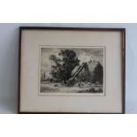 C HAIG-WOODS - A FRAMED ETCHING DEPICTING A HAYSTACK