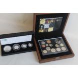 A ROYAL MINT SILVER PROOF 2010 BRITANNIA FOUR COIN SET, together with a 2010 proof set in case