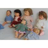 SIX VINTAGE JOINTED COMPOSITION DOLLS, to include a B.N.O example