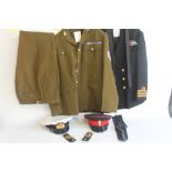 A REME SERGEANT'S UNIFORM AND CAP, together with a naval officer's uniform and an all weather cap