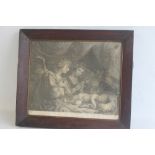 A FRAMED AND GLAZED ENGRAVING TITLED "GUARDIAN ANGELS", engraved by Francis Vendramini, pupil of
