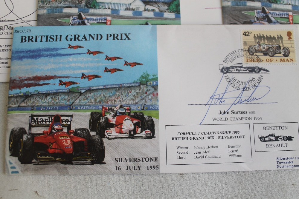 TEN ISLE OF MAN COMMEMORATIVE COVERS RELATING TO THE BRITISH GRAND PRIX SILVERSTONE 1995, with sign - Image 2 of 4