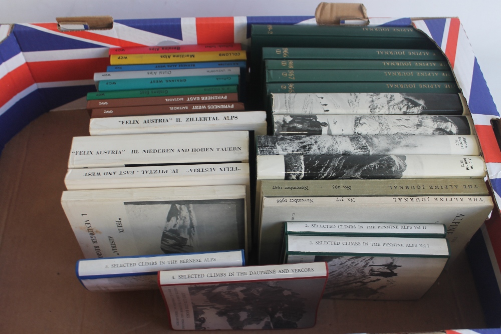 A COLLECTION OF ALPINE GUIDE BOOKS to include 'Alpine Journal' various volumes 1957 - 1973, "Felix