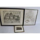 ROBERT MORDEN MAP OF OXFORDSHIRE, together with two prints of Lincoln College, Oxford (3)