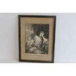 A FRAMED AND GLAZED MEZZOTINT TITLED "MRS VOSS", engraved by J. Smith after G. Kneller,