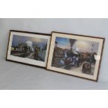 BARRY G. PRICE - TWO FRAMED AND GLAZED PRINTS OF GREAT WESTERN LOCOMOTIVES, 5047 "Earl of Dartmouth