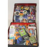 A LARGE QUANTITY OF VARIOUS TRADING CARDS CONTAINED IN TO LARGE BOXES, to include Star-Wars, Animan