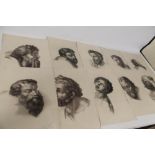 TEN STIPPLE ENGRAVINGS BY GODBY AFTER GAUBAUD, details of heads from 'The Transfiguration', paper s