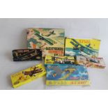 SEVEN BOXED UNMADE 1950S/60S AURORA 1:48 SCALE PLASTIC ASSEMBLY KITS to include De Havilland DH-10