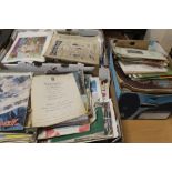 THREE BOXES OF MISCELLANEOUS MAGAZINES AND BOOKLETS to include aviation interest - 'Flying', 'Aerom