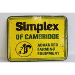 SIMPLEX OF CAMBRIDGE' METAL ADVERTISING SIGN for advanced farming equipment, 81 x 61 cm
