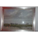 KIM DONALDSON (Bn 1952) SIGNED PASTEL OF ELEPHANTS ON THE PLAIN in silver gilt frame, 124 x 91 cm i