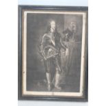 JOSEPH BOYDELL - A FRAMED MEZZOTINT FULL LENGTH PORTRAIT OF KING CHARLES THE FIRST 'In The Drawing