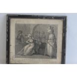 A FRAMED AND GLAZED ENGRAVING DEPICTING FRENCH LADIES IN MIDDLE EASTERN DRESS "Un Bonheur Est Souve