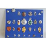 A COLLECTION OF BRITISH AND WORLD POLICE BADGES MOUNTED ON A BOARD, to include Wolverhampton Specia