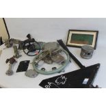A COLLECTION OF AVIATION SALVAGE PARTS, to include throttle control, trim wheel, pistons (understoo