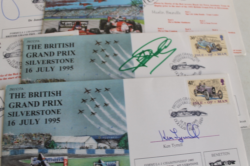 TEN ISLE OF MAN COMMEMORATIVE COVERS RELATING TO THE BRITISH GRAND PRIX SILVERSTONE 1995, with sign - Image 3 of 4
