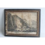 A FRAMED AND GLAZED PLATE NUMBER 8 DEPICTING ROCKS AT CASTLETON, "A Prospect & that Vast Cavern at