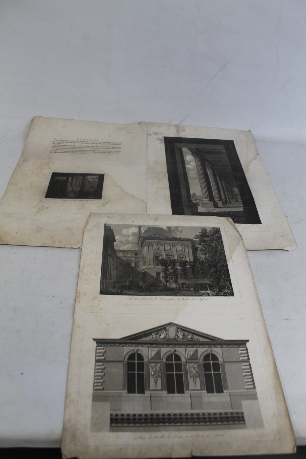 BALTARD - THREE ARCHITECTURAL ENGRAVINGS OF THE LOUVRE IN PARIS, early nineteenth century (3)