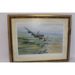 A FRAMED AND GLAZED ROBERT TAYLOR PRINT, "Climbing Out" limited edition 568/850, signed by the art