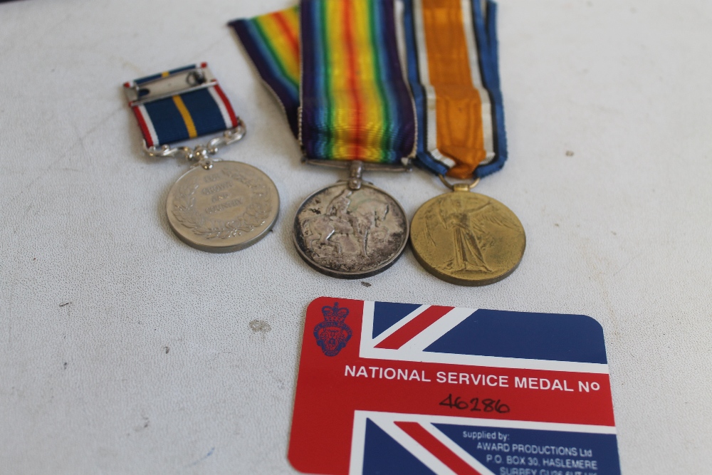 WWI MEDAL PAIR, VICTORY AND BWM, named 8151 Pte F. G. Askey MGC and a later National Service medal