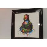 PATRICE MURCIANO, liquid art embellished print, Mona Lisa, frame size 91 x 91 cm