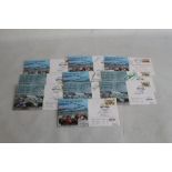 TEN ISLE OF MAN COMMEMORATIVE COVERS RELATING TO THE BRITISH GRAND PRIX SILVERSTONE 1995, with sign