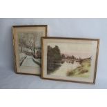 EMERYS JONES - TWO SIGNED AND TITLES WATERCOLOURS - 'Welsh Cottages, Penrydendraeth, Cae Graeg, Nor