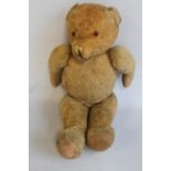 A VINTAGE BLONDE JOINTED TEDDY BEAR with internal growler, H 59 cm
