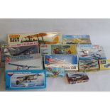 A COLLECTION OF BOXED UNMADE AEROPLANE AND OTHER CONSTRUCTION KITS to include 1:32 Matchbox De Havi