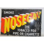 AN ENAMEL SIGN - ADVERTISING NOSEGAY TOBACCO FOR PIPE AND CIGARETTES, measures 51 cm x 76 cm