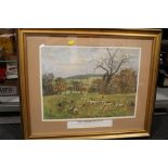 A FRAMED AND GLAZED 'THE ALBRIGHTON HUNT' PRINT