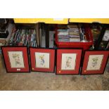 A SET OF FOUR FRAMED AND GLAZED ORIENTAL STYLE FIGURATIVE WATERCOLOURS