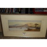A FRAMED AND GLAZED FRANCES E JAMIESON WATERCOLOUR DEPICTING A HIGHLAND LOCH SCENE SIGNED LOWER