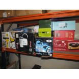 A QUANTITY OF BOXED ELECTRICALS TO INCLUDE RECORD PLAYERS, WINDOWS VACUUMS ETC A/F