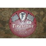 ***A MODERN CAST METAL FIRE STONE TYRES PLAQUE