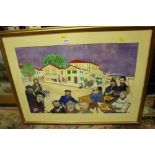 A FRAMED AND GLAZED OIL PAINTING OF A STREET SCENE SIGNED R.W.S.