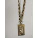 A HALLMARKED 9CT GOLD ST CHRISTOPHER INGOT ON 9CT GOLD CHAIN