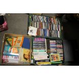 TWO BOXES OF ASSORTED BOOKS ETC & A TRAY OF ASSORTED CD'S (2)