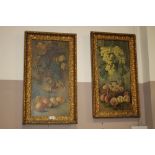 A PAIR OF VINTAGE FRAMED OIL ON CANVAS STILL LIFE STUDIES OF FRUIT SIGNED A HOCKENHULL