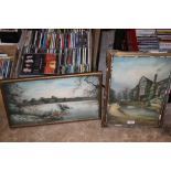 TWO ANTIQUE FRAMED AND GLAZED WATERCOLOURS BY E.J.B EVANS DEPICTING TRENTHAM HALL AND MORETON HALL