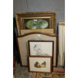 A QUANTITY OF ASSORTED DOG PRINTS AND NEEDLEWORKS ETC.