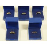 FIVE ASSORTED BOXED 9CT GOLD LADIES DRESS RINGS