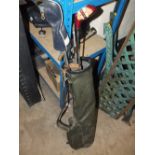 AN ASSORTMENT OF GOLF CLUBS PLUS GOLF BAG