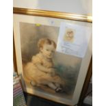 A FRAMED GLAZED PORTRAIT STUDY OF YOUNG CHILD IN GILT FRAME