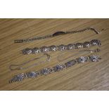 FIVE ASSORTED SILVER BRACELETS