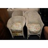 FOUR WHITE PAINTED LLOYD LOOM CHAIRS