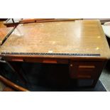 A VINTAGE TWIN PEDESTAL DESK W 121 CM A/F