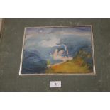 ANNE BUCHAN. A 20th century modernist study of 'Leda & The Swan', signed verso, oil on canvas laid
